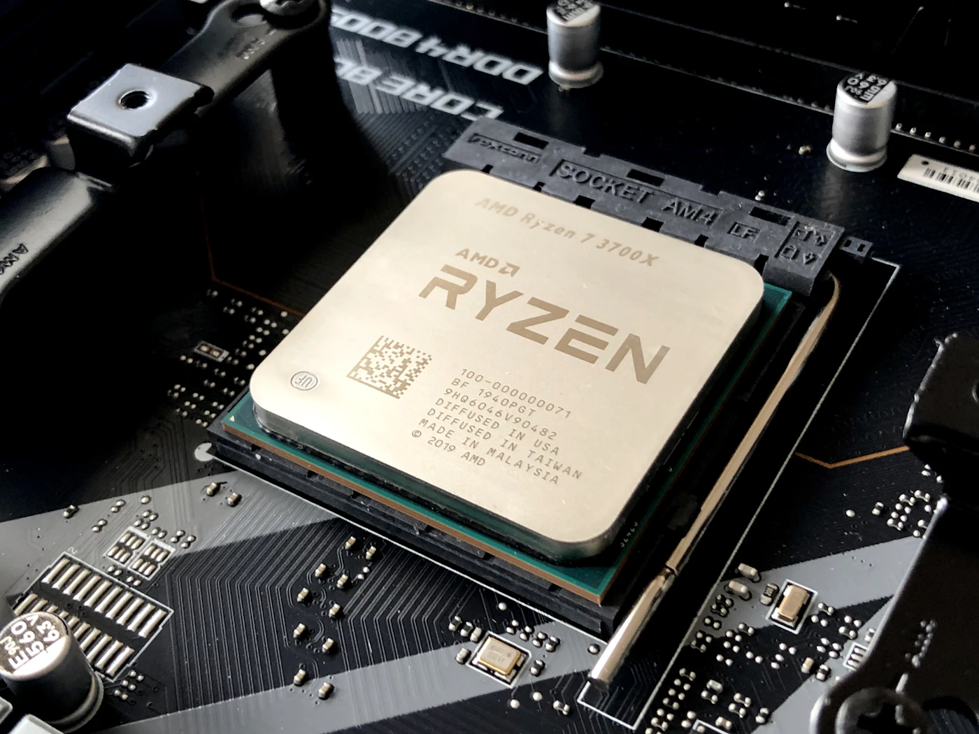 Processor installed in a motherboard socket