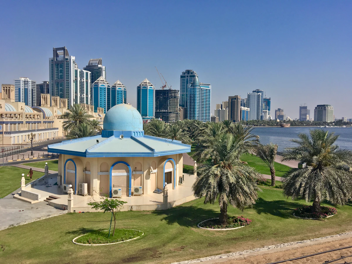 UAE city skyline by the sea